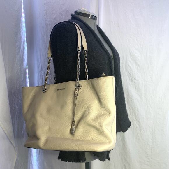 Michael Kors Large Leather Zip Mercer Tote Bag, Silver Hardware, Laptop Sleeve - Picture 2 of 16